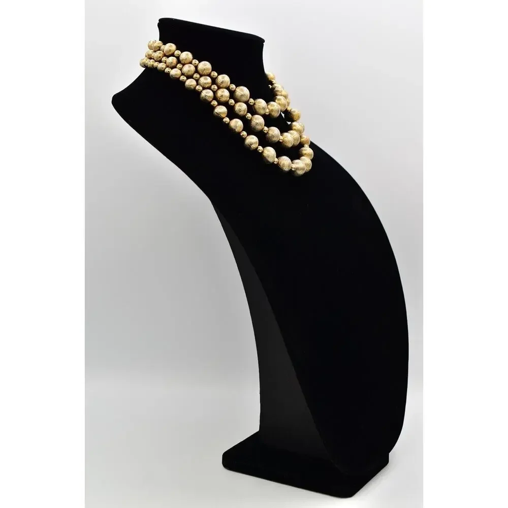 Coro Multi-Layered Beaded Collar Necklace Gold Tone Chunky Signed 1950s BinBM